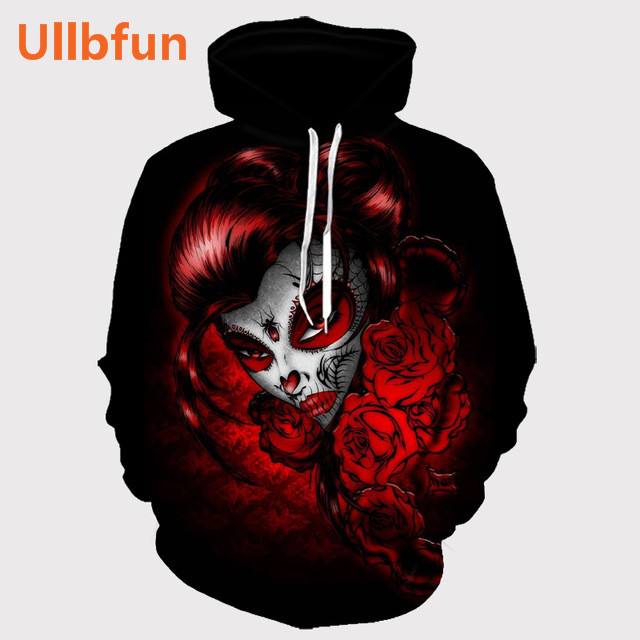 Ullbfun Sweatshirt 3D Skull Printed Pullovers Hoodies (22)